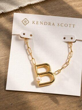 Kendra Scott Letter B Pearl Gold Pendant Necklace